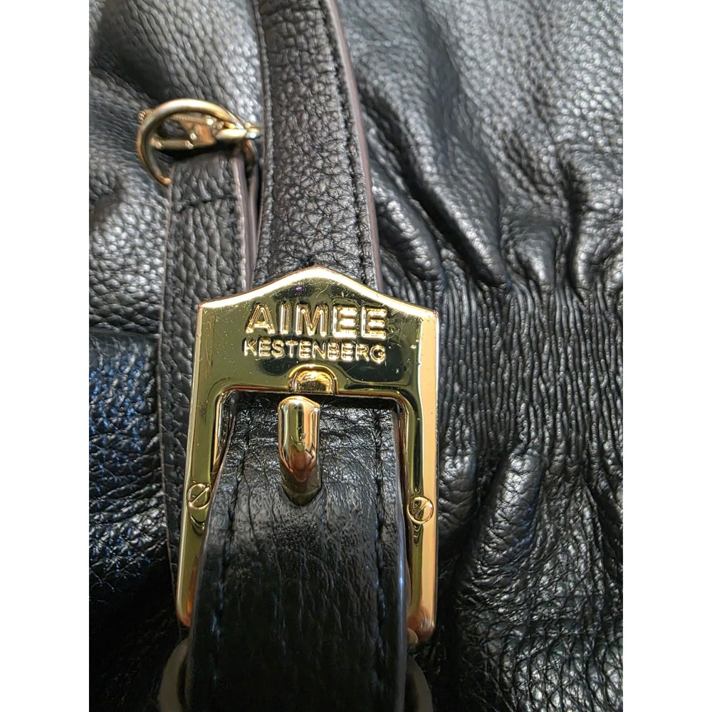 Aimee Kestenberg Pebbled Leather 5th Ave Pleated Satchel Crossbody Tote Bag - Picture 9 of 9